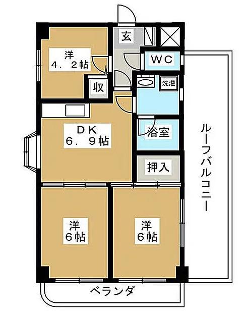 グランデコ日吉(3DK/4階)の間取り写真