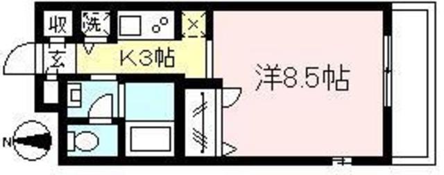 コンフォガーデン赤堤(1K/2階)の間取り写真