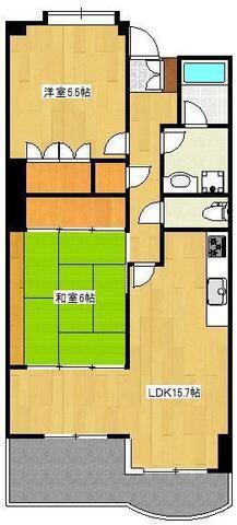 UCレジデンス小沢町(2LDK/7階)の間取り写真