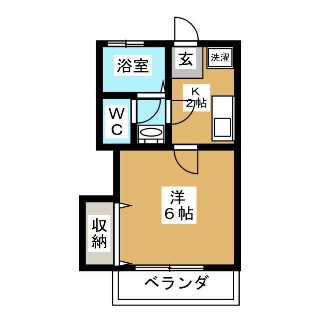 バンボハイツ2号館(1K/2階)の間取り写真