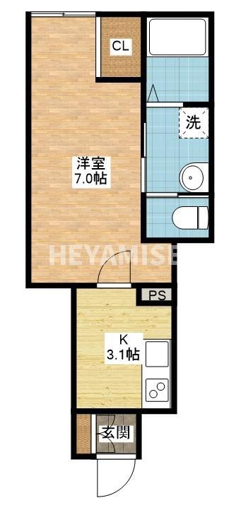 ボナール今津(1K/1階)の間取り写真