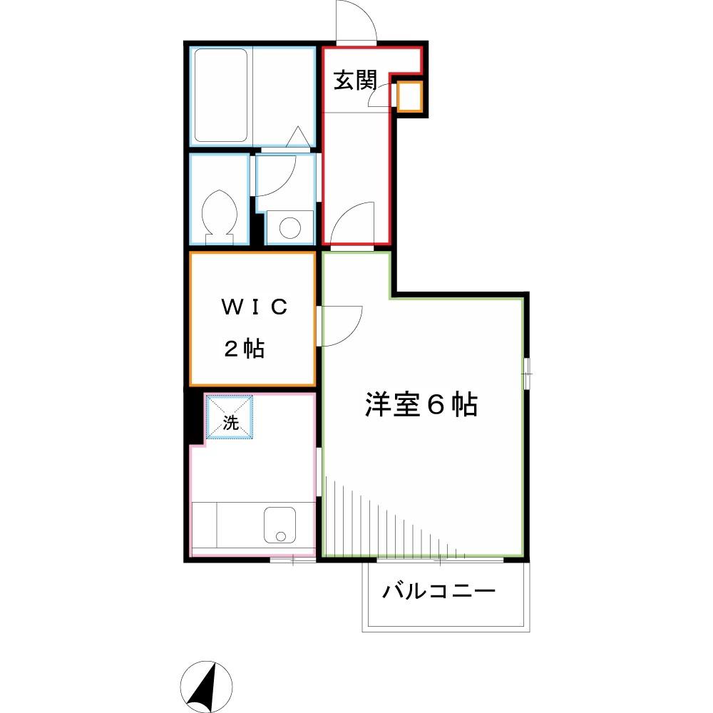 ソレアード(1K/1階)の間取り写真