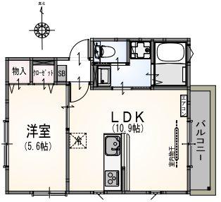 サンライズ大山I(1LDK/2階)の間取り写真