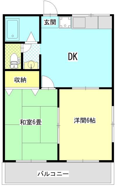 アミューズ(2DK/1階)の間取り写真