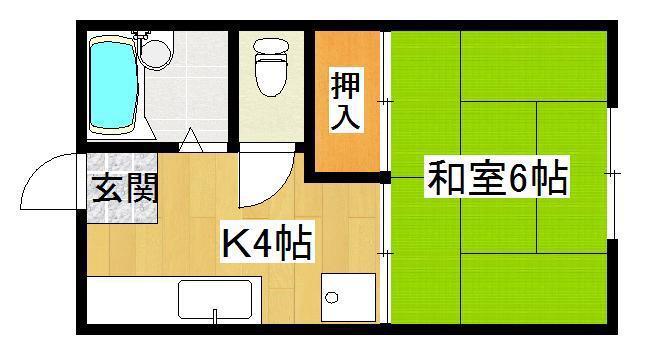 T&Kハイツ加古川(1K/1階)の間取り写真