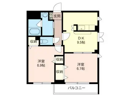 バーリントン・コート(2DK/1階)の間取り写真