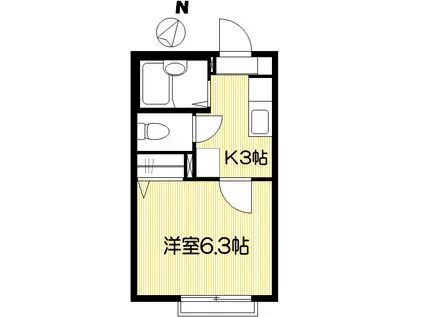 アムールI(1K/1階)の間取り写真