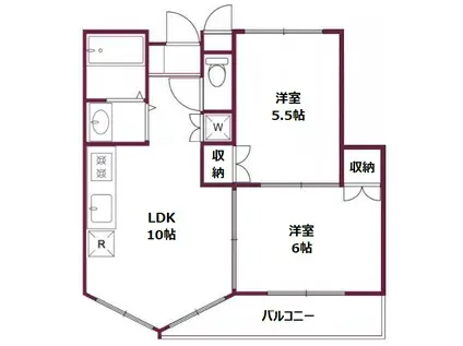 ヴィラ大泉(2LDK/3階)の間取り写真