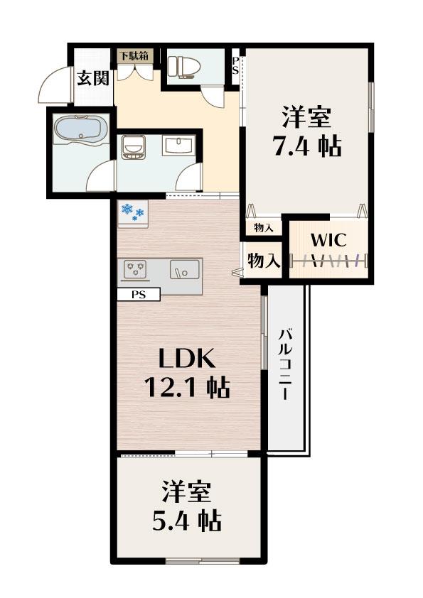 シャーメゾン郷(2LDK/2階)の間取り写真