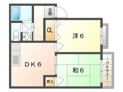 ラヴィ ヤクモ(2DK/2階)の間取り写真