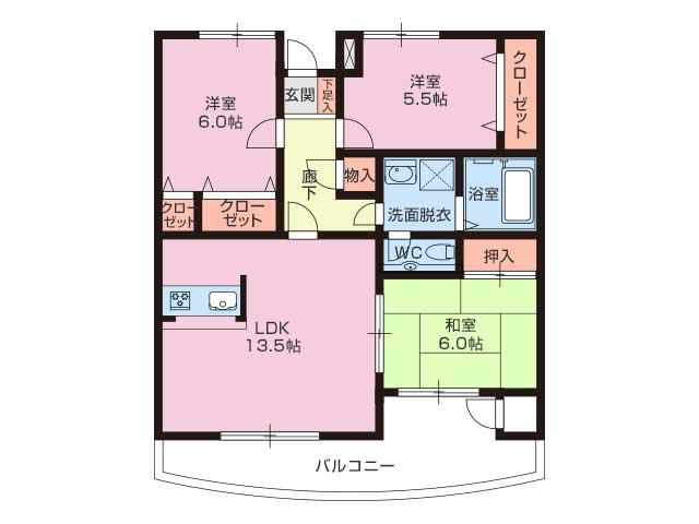 ビューフォート(3LDK/3階)の間取り写真