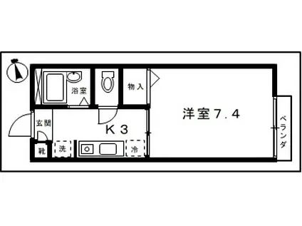 クロスロード(1K/1階)の間取り写真