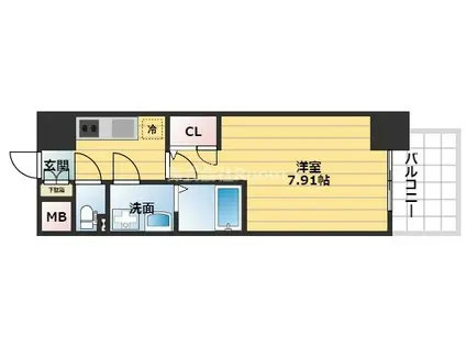 アーデン谷町(1K/2階)の間取り写真