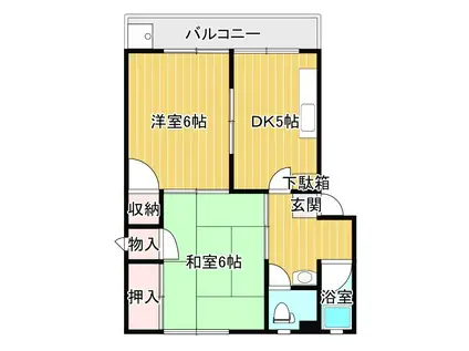 小田第3ビル(2DK/2階)の間取り写真