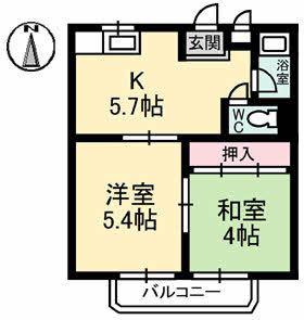 マンションフクミ(2K/1階)の間取り写真