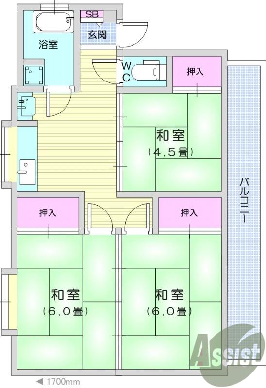コーポ武田(3DK/3階)の間取り写真