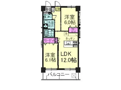 福富リングマンション(2LDK/1階)の間取り写真