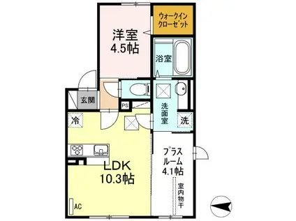 セキュレア須屋 E(1LDK/1階)の間取り写真