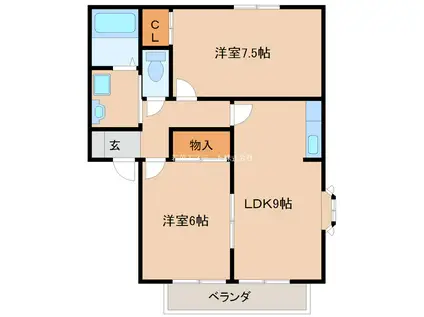 リヅミカーサ(2LDK/1階)の間取り写真