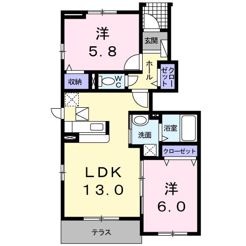 サンウィッシュ A(2LDK/1階)の間取り写真