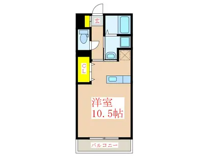 ロイヤルコート平之(ワンルーム/6階)の間取り写真