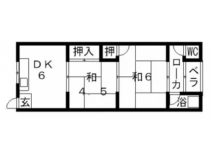山田グリーンハイツ(2DK/2階)の間取り写真
