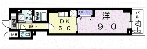 ミッド ヴィラ レジデンス(1DK/3階)の間取り写真