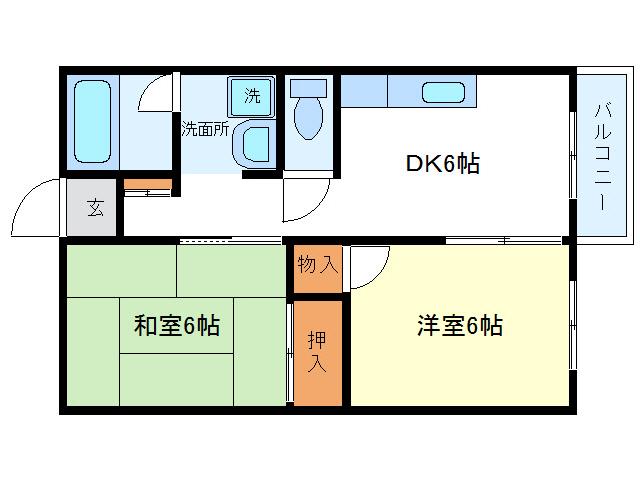 サンハイツB(2DK/1階)の間取り写真