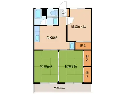 ペアシティ2(3DK/4階)の間取り写真