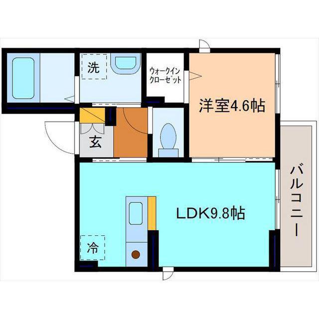 グレイスコート駅西(1LDK/2階)の間取り写真