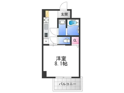 GLUCK MAISON S-SHINFUKAE XIII(1K/6階)の間取り写真