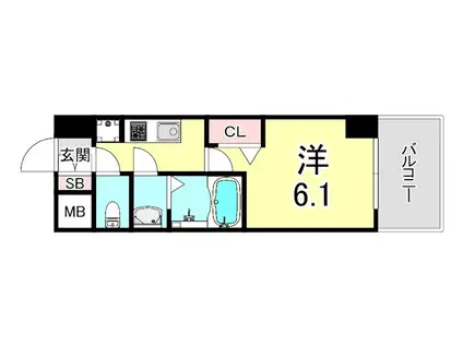 プレサンスブルーム新神戸(1K/14階)の間取り写真
