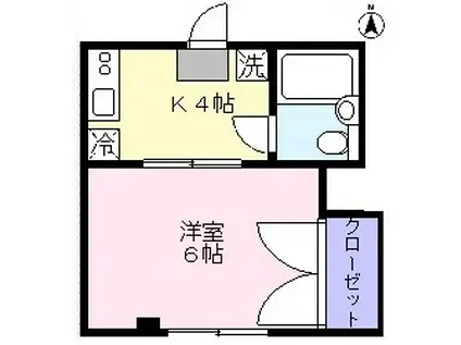 シャトー西太子堂(1K/1階)の間取り写真