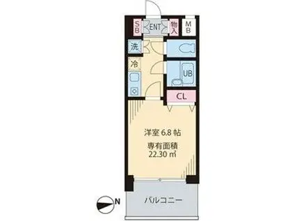 ビイルーム新宿(1K/6階)の間取り写真