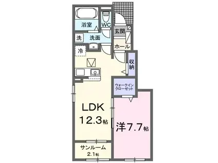 川越市アパート(1LDK/1階)の間取り写真