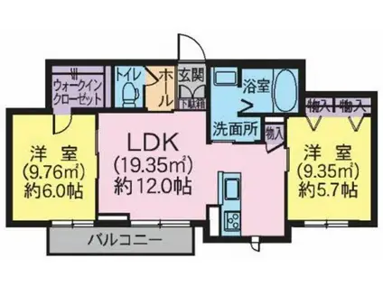 シャーメゾン・八幡・エンドーI(2LDK/3階)の間取り写真