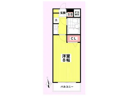 日神パレステージ三軒茶屋(1K/2階)の間取り写真
