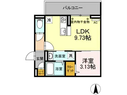 パークハイム上津(1LDK/2階)の間取り写真