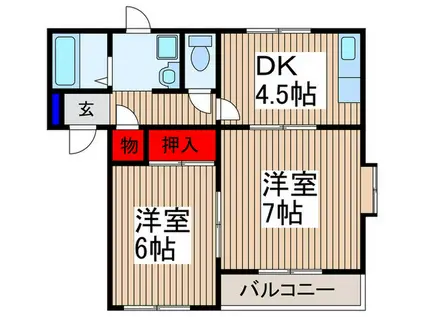 セイコーハウスA(2DK/1階)の間取り写真