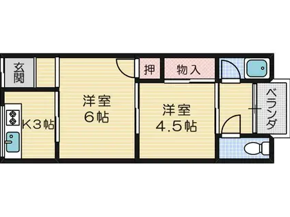 リバーサイド登町(2K/2階)の間取り写真