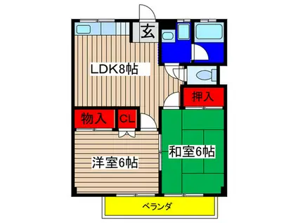 ピアハウスSAKURA(2LDK/2階)の間取り写真