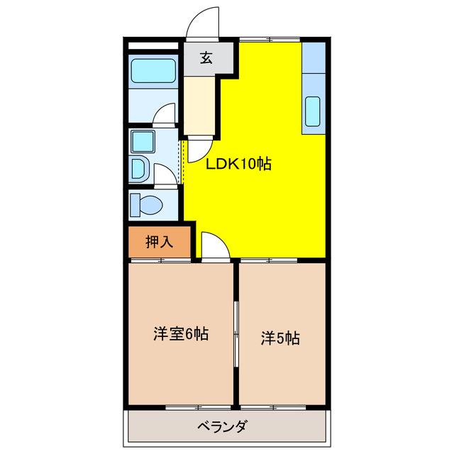 ミロワール(2LDK/2階)の間取り写真