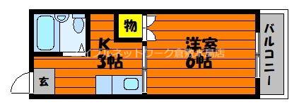 マンションみふね 8号棟(1K/2階)の間取り写真
