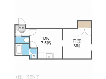 ハシモトロイヤル山の手(1DK/3階)の間取り写真