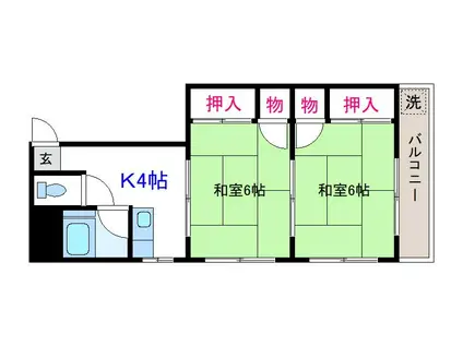 美之コーポ(2K/3階)の間取り写真