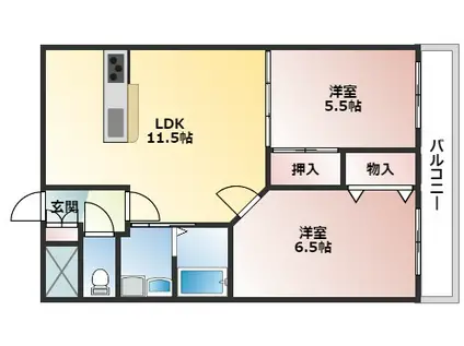 グレースKII(2LDK/2階)の間取り写真