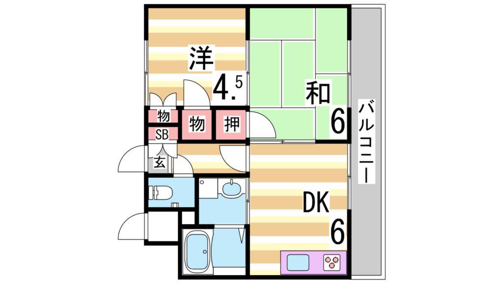 ファーストハウス(2DK/1階)の間取り写真