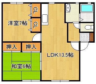 オラクルハウス A棟(2LDK/2階)の間取り写真