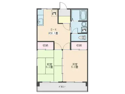 ブランチ黒澤(2DK/3階)の間取り写真