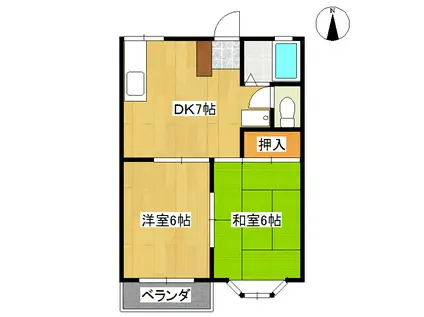 グレースタウン(2DK/2階)の間取り写真